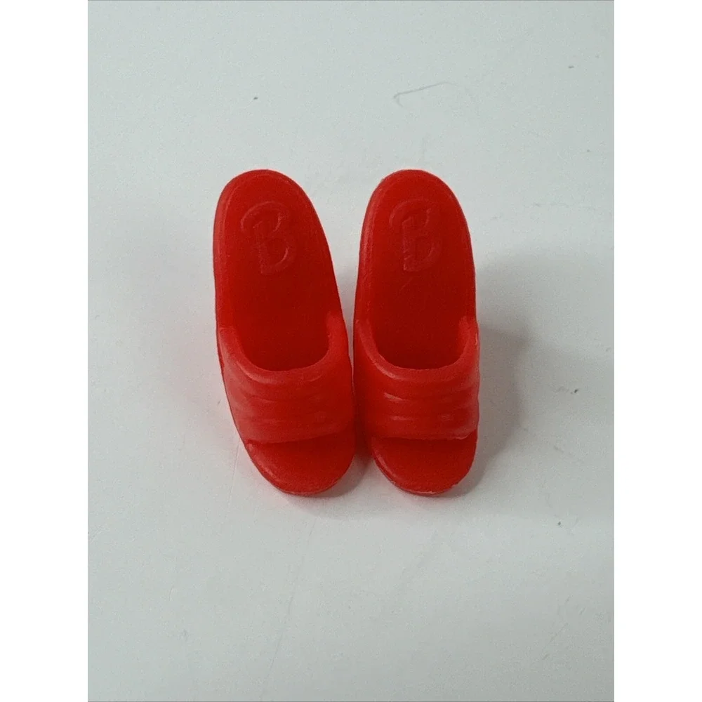 Barbie Doll Shoes Unisex OS Blue Red B Logo High Heel Mules‎ 2 Pairs Mattel Toy